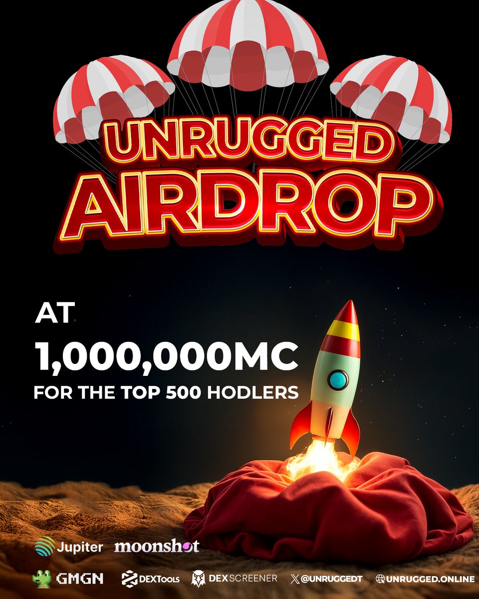 $UNRUG to $1M market cap = AIRDROP PARTY! Top 500 holders get rewarded. No rugs, just riches. Join the #UnruggedArmy now! moonshot.money/vEQKoHmr0LQBVg…
Ez2HjzYpxYUnK6ouL35qNM9zrJ4wNdotB8jpDp3MYra2
#MEME #SOL #Memes