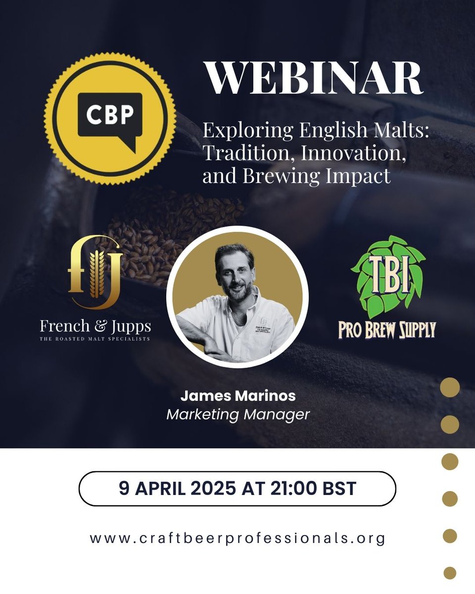 French & Jupps (@frenchandjupps) on Twitter photo Join us for an in-depth #Webinar with #CraftBeerProfessionals + <a href="/ProBrewSupply/">Pro Brew Supply</a> on English #Malts in the #USA! 🇺🇸 Discover #FrenchAndJupps #Malt in "Exploring English Malts: Tradition, Innovation, and Brewing Impact" Live,Wednesday, 9 April 21:00 BST here: youtube.com/live/QSW3zbQbt… Join us for an in-depth #Webinar with #CraftBeerProfessionals + <a href="/ProBrewSupply/">Pro Brew Supply</a> on English #Malts in the #USA! 🇺🇸 Discover #FrenchAndJupps #Malt in "Exploring English Malts: Tradition, Innovation, and Brewing Impact" Live,Wednesday, 9 April 21:00 BST here: youtube.com/live/QSW3zbQbt…