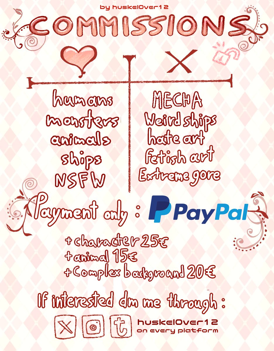 huskel0ver12's tweet image. The college I want charges for 3 years 16 thousand kill me I can never go (sorry for the vent) but im opening EMERGENCY COMMISSIONS honestly not sure how I'd continue if I can't go there so pls pls share❤️‼️everything 40% off w sketches being 6 euros a page!! Examples below!!