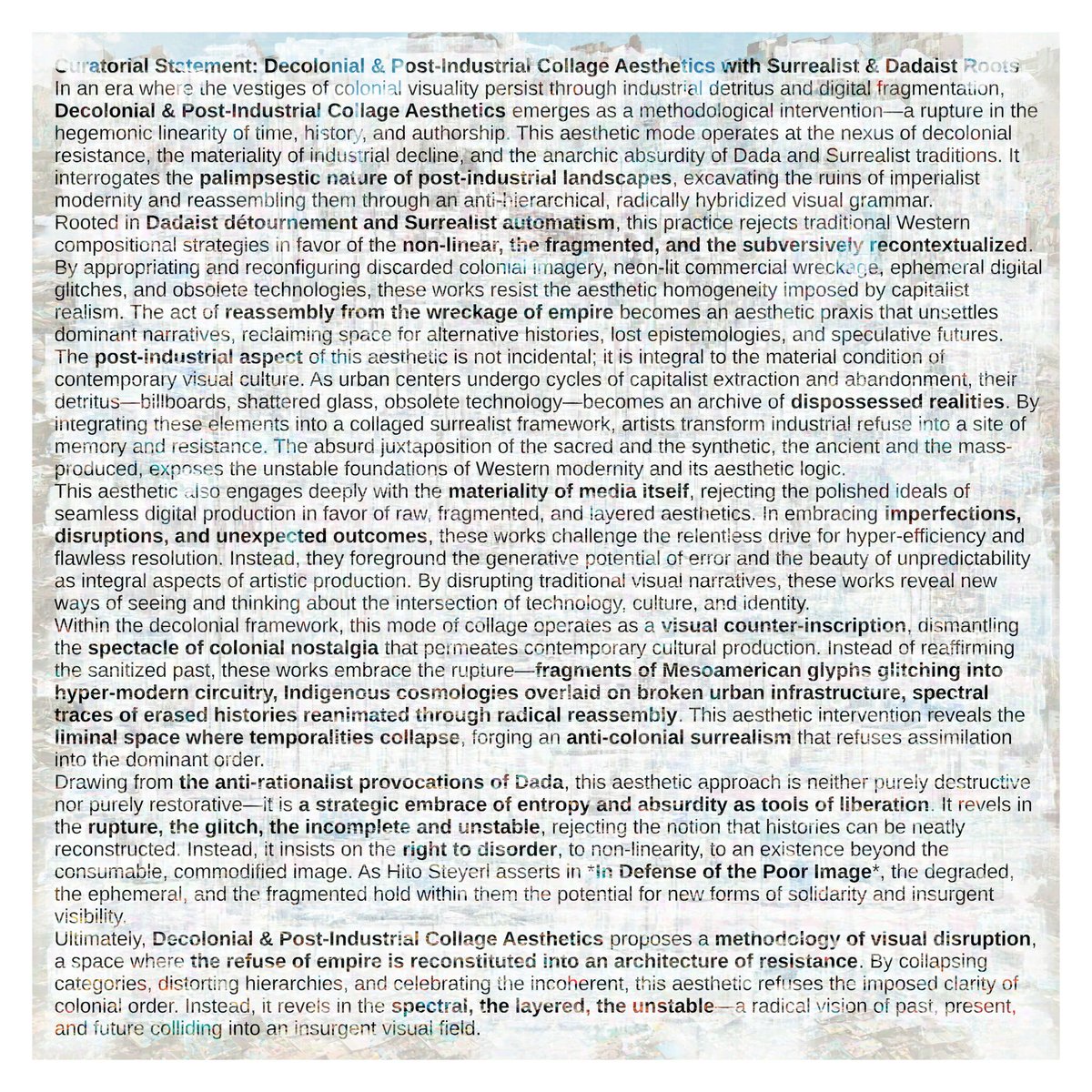 I asked ChatGTP-4o to help me write a curatorial statement based on my written papers, artworks, and other materials, which aligned with my art. This is what we came up with.