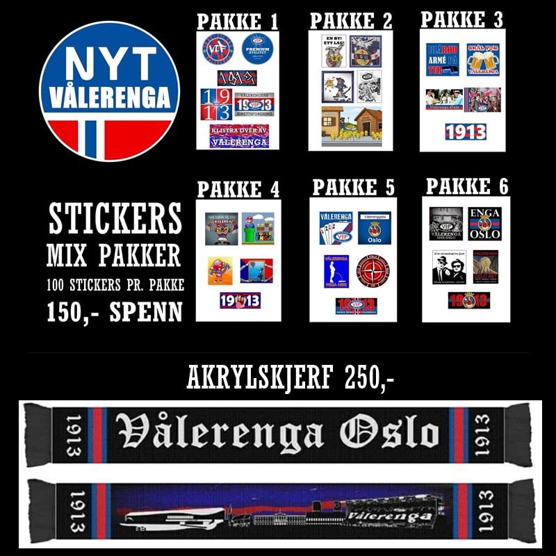 Hvis værgudene er på Vålerengas side så kjører vi salg på søndag🫡

Masse stickers, samt 20 svarte skjerf. 

Vi sees!