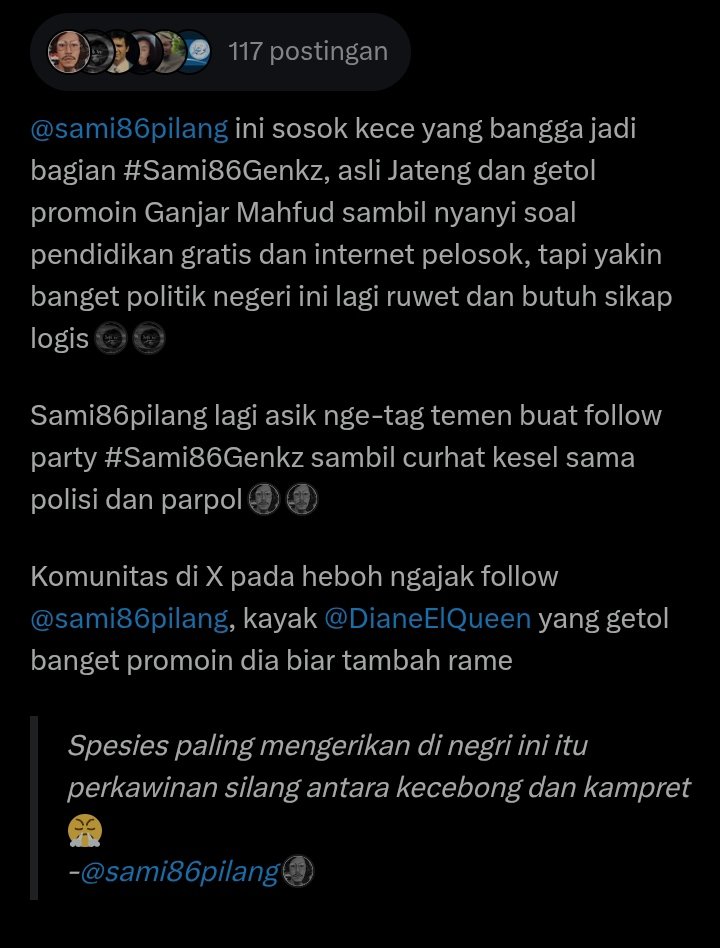 Follow and Gain🔥🔥🔥
#Sami86Genkz 

✨ <a href="/KaredokLeunca__/">JEPRET ! KARET NA 2,LADA!🔥</a> 
✨ <a href="/misterdetektif/">Detektif Kenangan</a> 
✨ <a href="/ArdySoen6/">Ardy Soen</a> 
✨ <a href="/kangmul46/">Mulyana</a> 
✨ @ynsz69 
✨ <a href="/ImamGhozali02/">Imam Ghozali</a> 
✨ @zabirecik 
✨ @sefmimli 

<a href="/RPrima789/">🆙✩࿐ 🅱️🅿️riⓂ️a777 🇲🇨</a> 
<a href="/vanniaaurora/">vannia aurora</a> 
<a href="/Sami86PilangEko/">Eko cahyo Putro</a> 
<a href="/sami86pilang/">🇮🇩🐯𝐋𝐞𝐚𝐝𝐞𝐫'𝐬🐯🇮🇩</a> 

❤🔄
