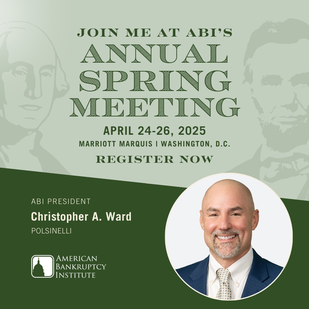 I can't believe that my year as President of the <a href="/abiworld/">ABI</a> is almost over. I hope you will join me in DC for the Annual Spring Meeting and raise a glass to the incoming ABI President, Bruce Harwood. Make sure to register at abiasm.org.