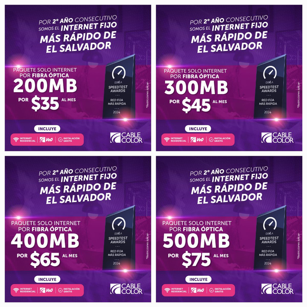 TutoushHD's tweet photo. @mateo19921987 @TigoElSalvador @Defensoria_910 @nayibbukele Feliz Dia, le dejo las promociones de Cable Color por si decide en algún momento cambiarse con nosotros, tenemos tecnología FTTH (Fibra Óptica), Cableado Propio y Simetría + TV  Pregunte por disponibilidad en su zona: https://t.co/CHi5gH7HSZ https://t.co/VC5EMLynrG