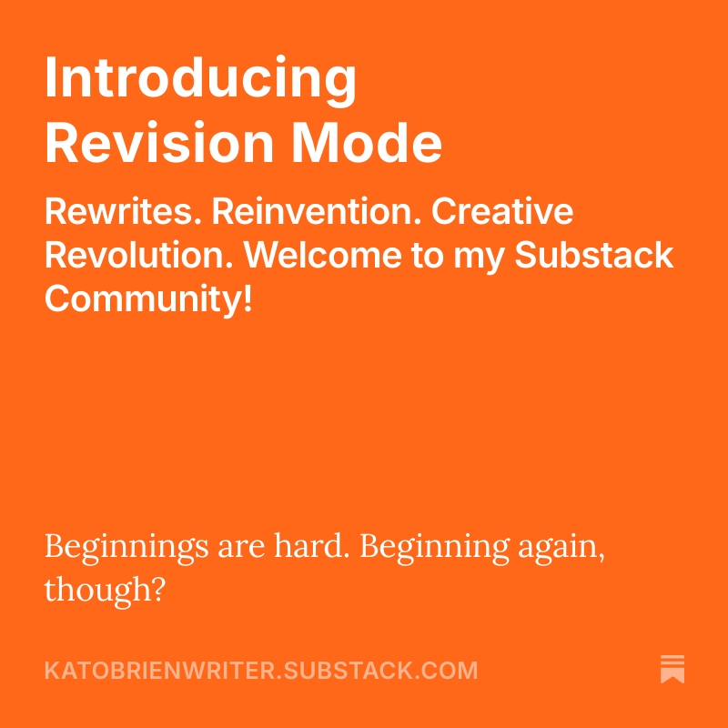 New Release! Thrilled to share with fans of #chitownscreenwriting that I'm back with an all-new publication. Revision Mode is a Newsletter | Community | Mindset. Curious? Check it out and subscribe. More mosts on the way. 

katobrienwriter.substack.com/subscribe?utm_…
