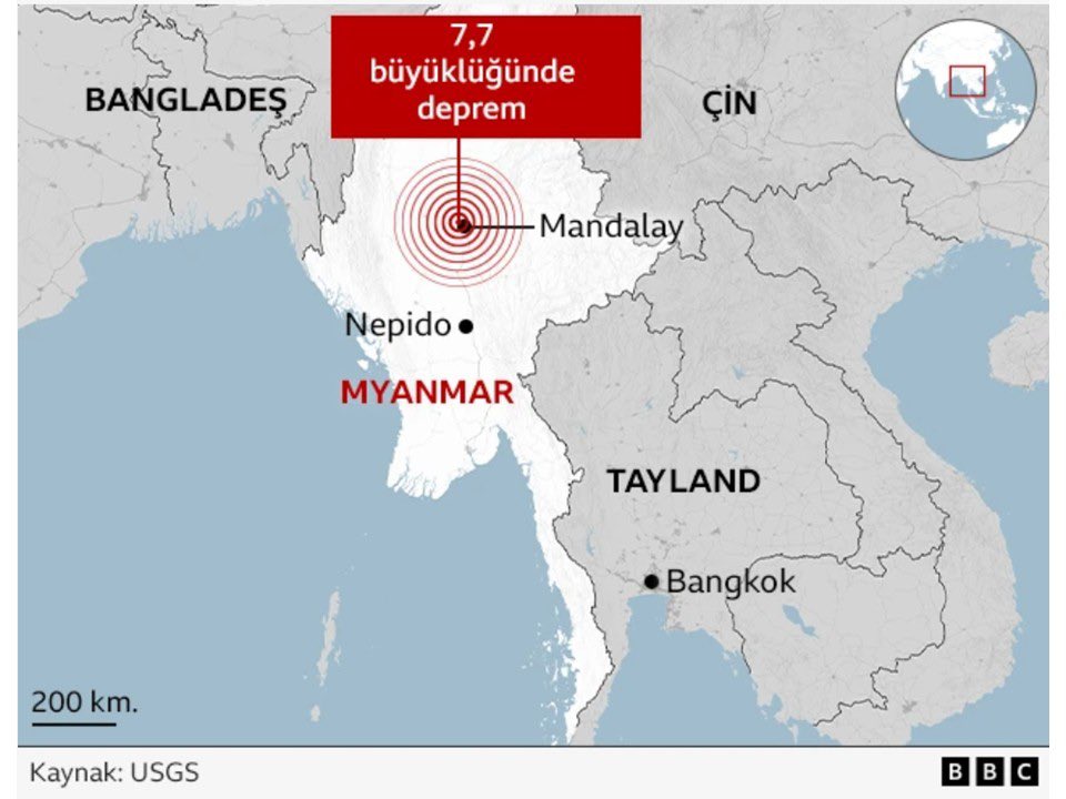 GD Asya, Mynmar’da M7.7 ve M6.4 olmak üzere peşpeşe 2 deprem felaketi meydana geldi. Çin, Tayland gibi ülkeler bu sarsıntıdan çok etkilendi ve yüksek binalar yerle bir oldu. Bu yıkımlar bize ülkemizdeki yüksek binaların gelecek depremlerde nasıl bir sınav vereceğini sorgulatıyor