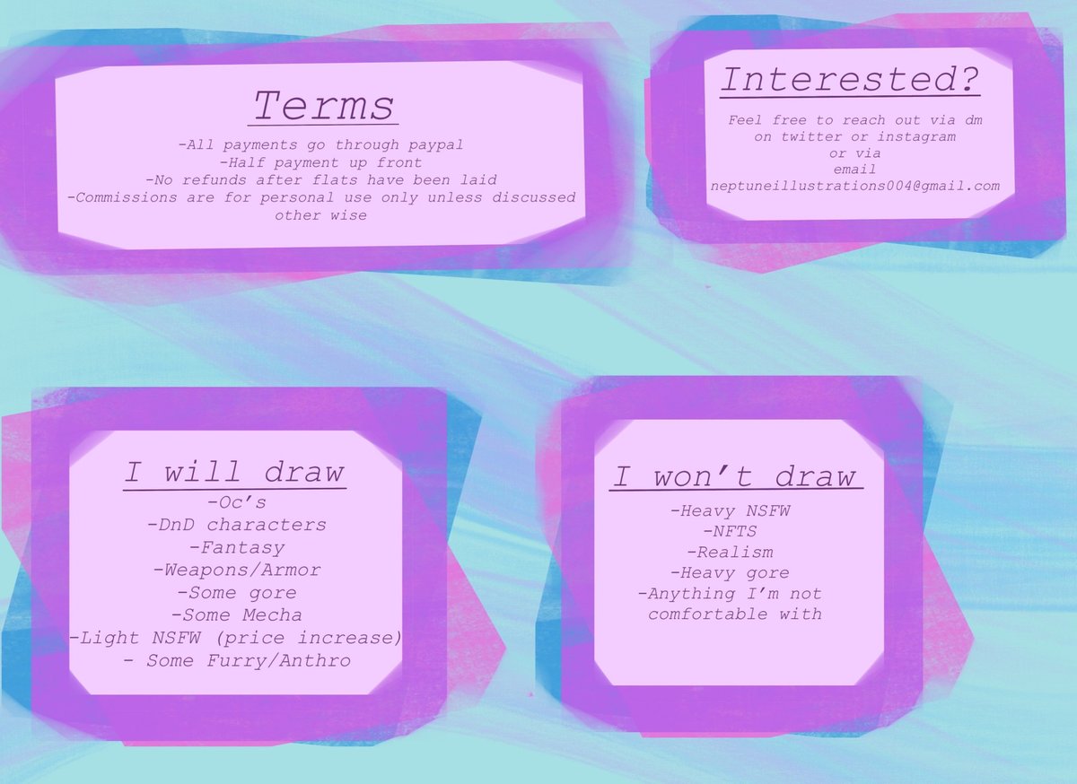 Neptunelogs's tweet image. HELLO HELLO!!! My c0mms are opening up again!!
No character design c0mms or full illustrations !!!!
Want your blorbo drawn in my style SHOOT ME A DM !!!
#openingc0mms #ArtistOnTwitter