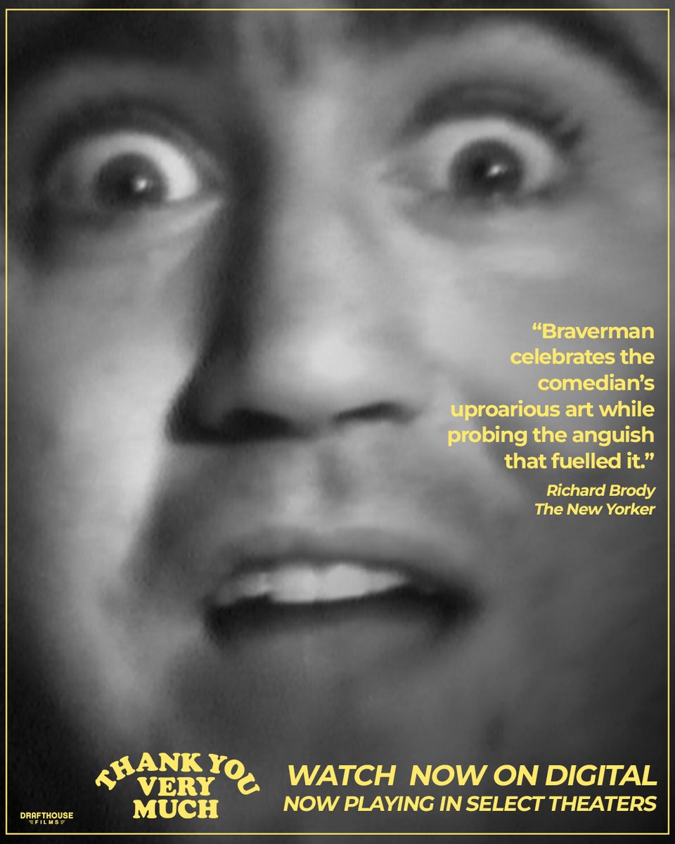 THANK YOU VERY MUCH is now available on digital and playing in select theaters nationwide 🙏

Watch today on Apple TV or Prime Video 📺

Find a theater near you – and check out this weekend's full Q&amp;A schedule in NYC + LA – at thankyouverymuch.drafthousefilms.com 🎟