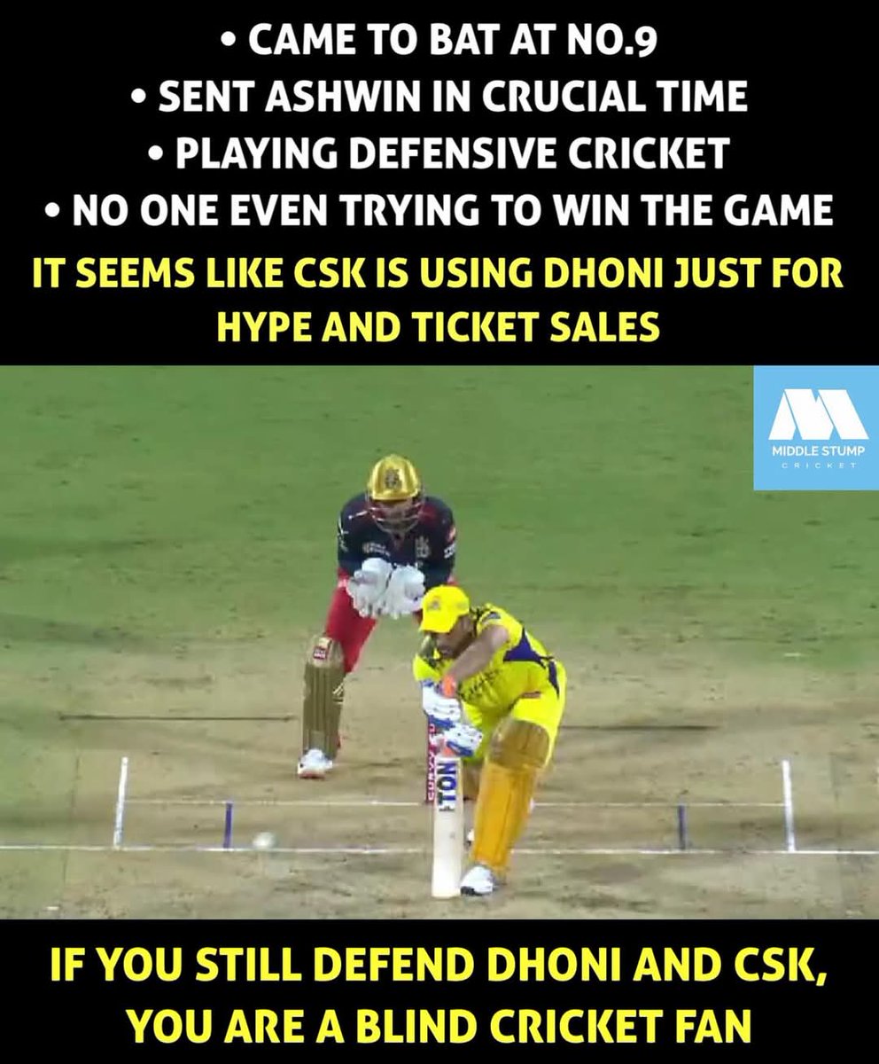 ABSOLUTELY UNACCEPTABLE 😕
Dhoni could easily come earlier 
#CSKvsRCB