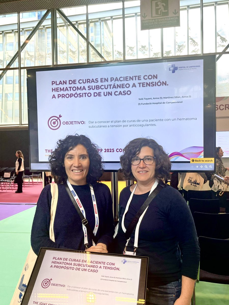 HospCampdevanol's tweet image. 🔵Aquesta setmana professionals de l’Hospital de #Campdevànol han participat en la 35aConferència de l’Ass.Europea de Tractament de Ferides @EWMAwound a BCN

👩🏻‍⚕️Les infermeres Anna Martínez i Anna Solà hi han presentat “Pla de cures en un pacient amb hematoma subcutani amb tensió”