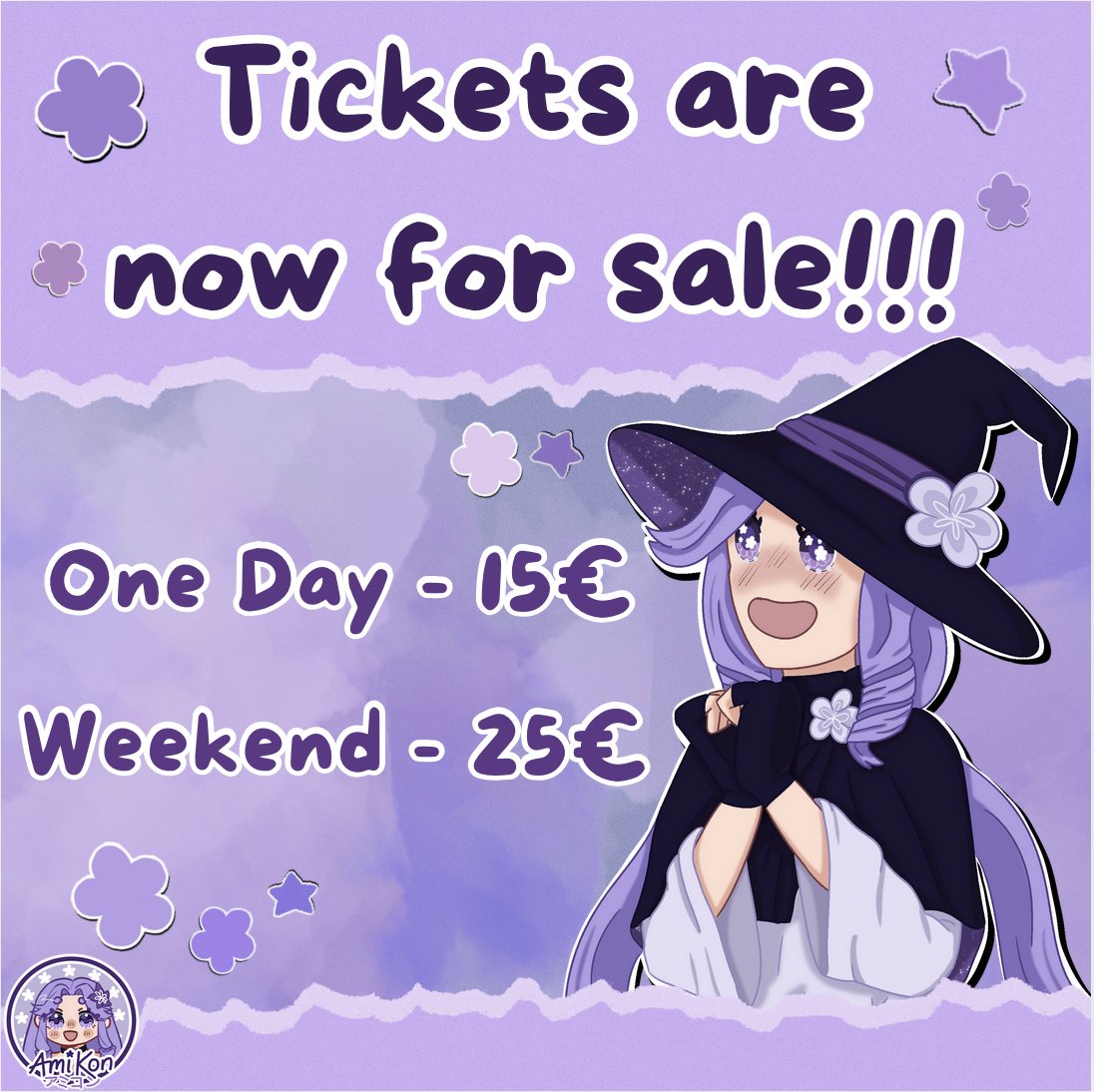 Its finally time!
Tickets for Amikon 2025 are now on sale! Tickets will be 15 euro for one day, or 25 euro for both!
You can find the link to purchase tickets in the Linktree in our bio!
We cant wait to see you all at this years convention!!! 💜