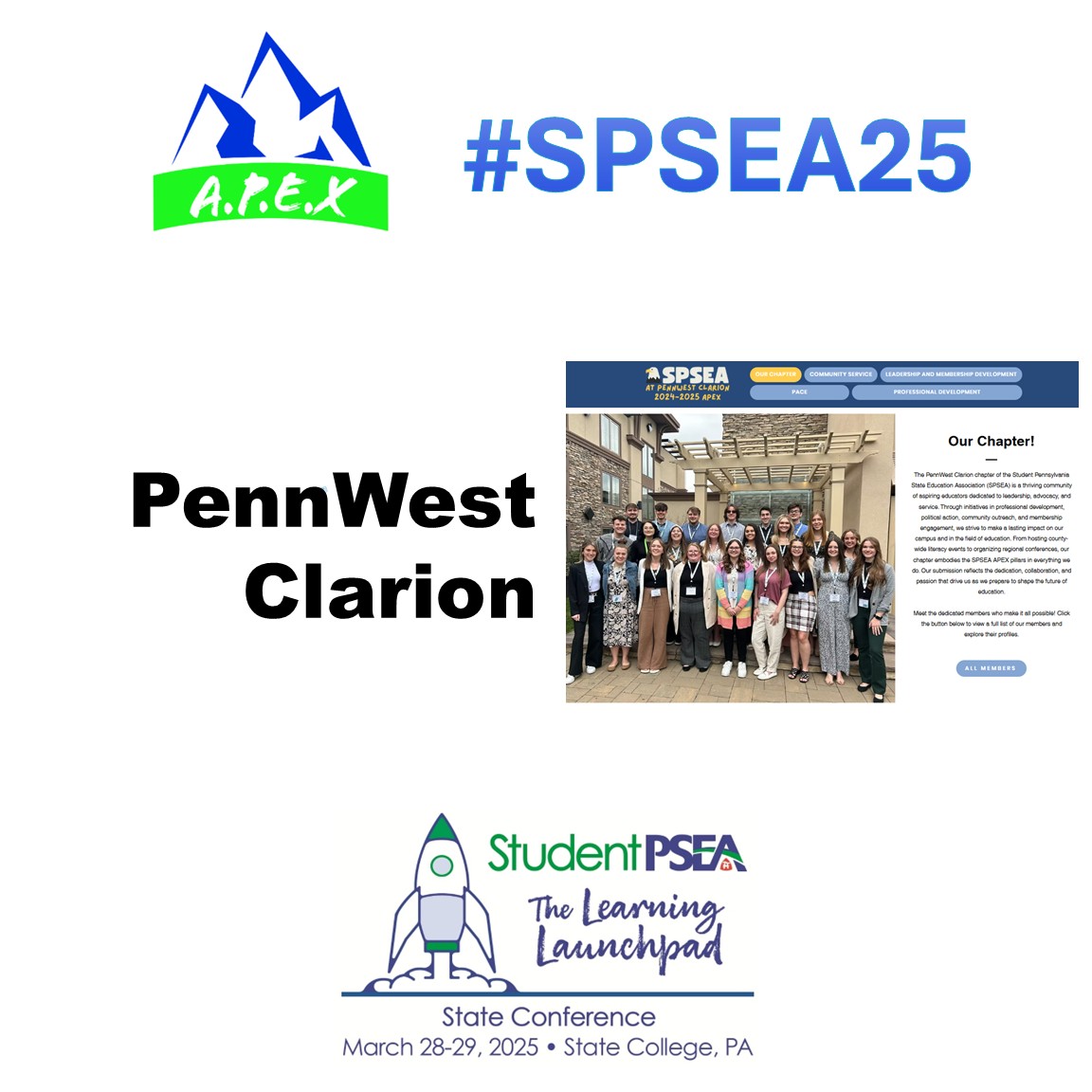 PennWest Clarion #SPSEA25  APEX submission

pwcspsea.wixsite.com/pwcspsea