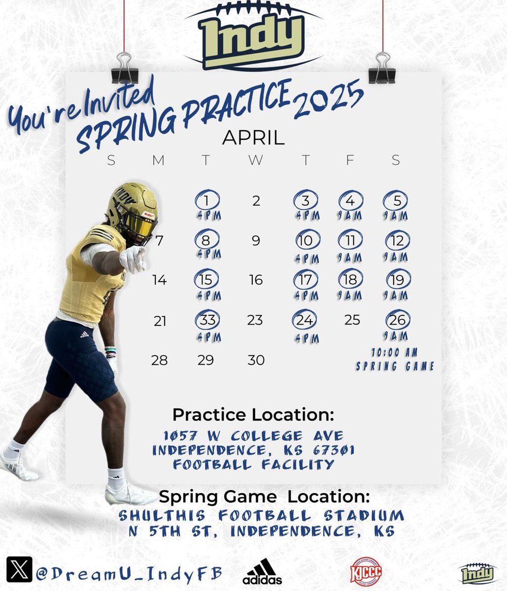 De’sean “Flash” Thornton (@flashsavage_) on Twitter photo Upcoming spring schedule
#SCOREfromFar #JUCOPRODUCT
<a href="/iamcoachMB/">Coach Marlon Barnett 🏴☠️</a> <a href="/DreamU_IndyFB/">Indy CC Football</a> Upcoming spring schedule
#SCOREfromFar #JUCOPRODUCT
<a href="/iamcoachMB/">Coach Marlon Barnett 🏴☠️</a> <a href="/DreamU_IndyFB/">Indy CC Football</a>