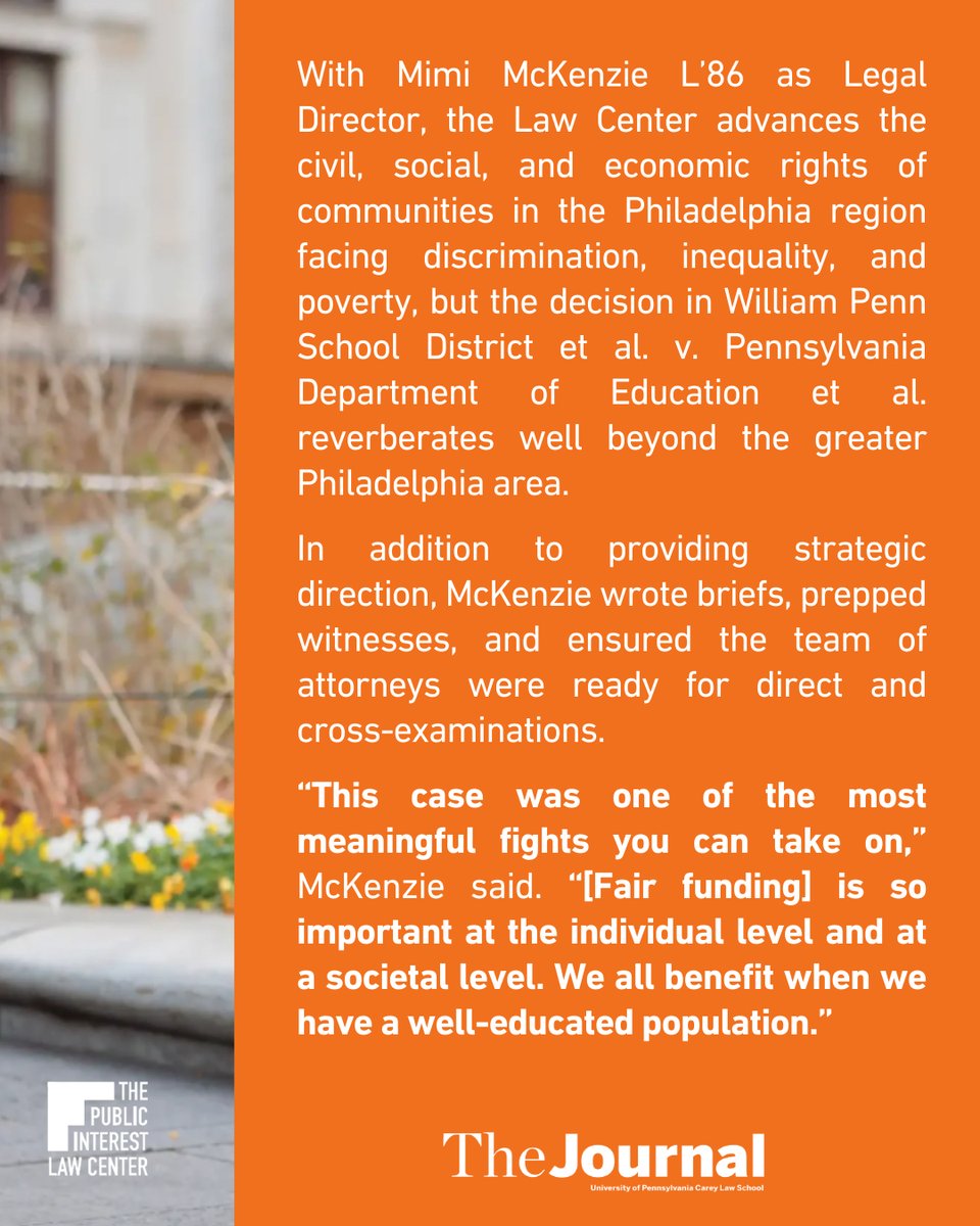 Law Center legal director Mimi McKenzie and senior attorney Dan Urevick-Ackelsberg, both Penn Carey Law alum, were featured in the latest issue of the @PennCareyLaw Journal. Read the full article here: loom.ly/Ta-Gt4Y