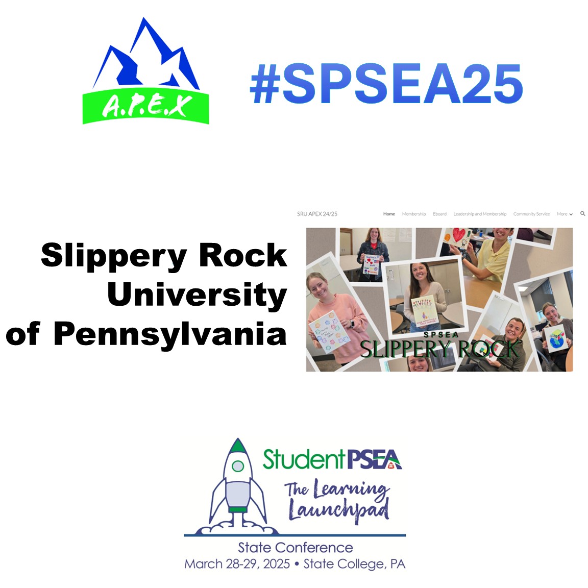 Slippery Rock University of Pennsylvania #SPSEA25  APEX submission

sites.google.com/view/sru-apex-…