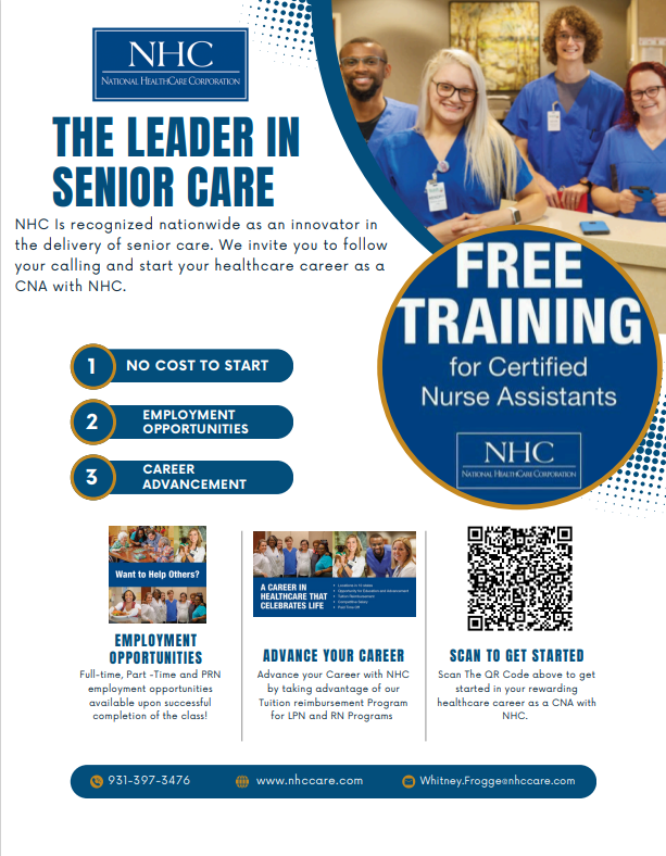 Here is an amazing opportunity for those interested in CNA. Classes are free but expect fees for uniforms and supplies as well as an exam fee.