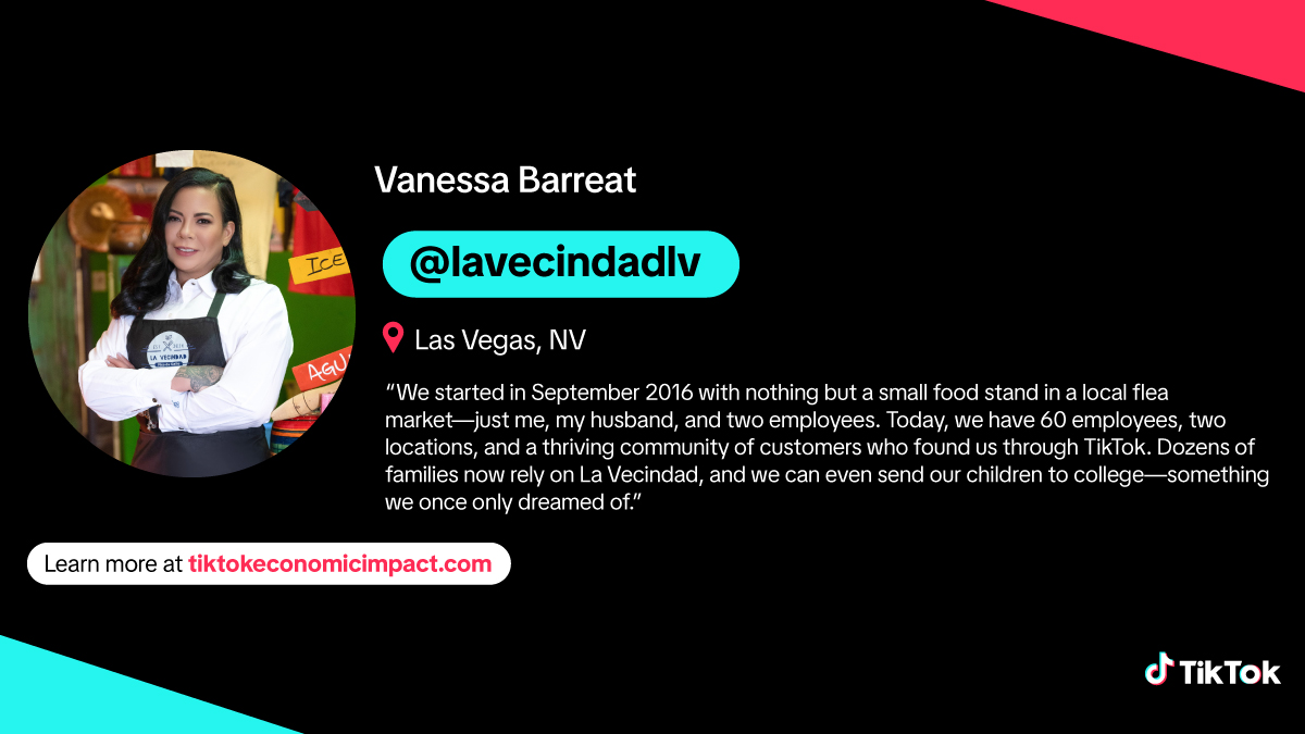 For small business owners like Vanessa Barreat, TikTok has been transformational. See how TikTok helped turn her dream into a reality and explore the platform's impact on businesses of all sizes in the US:  tiktokeconomicimpact.com