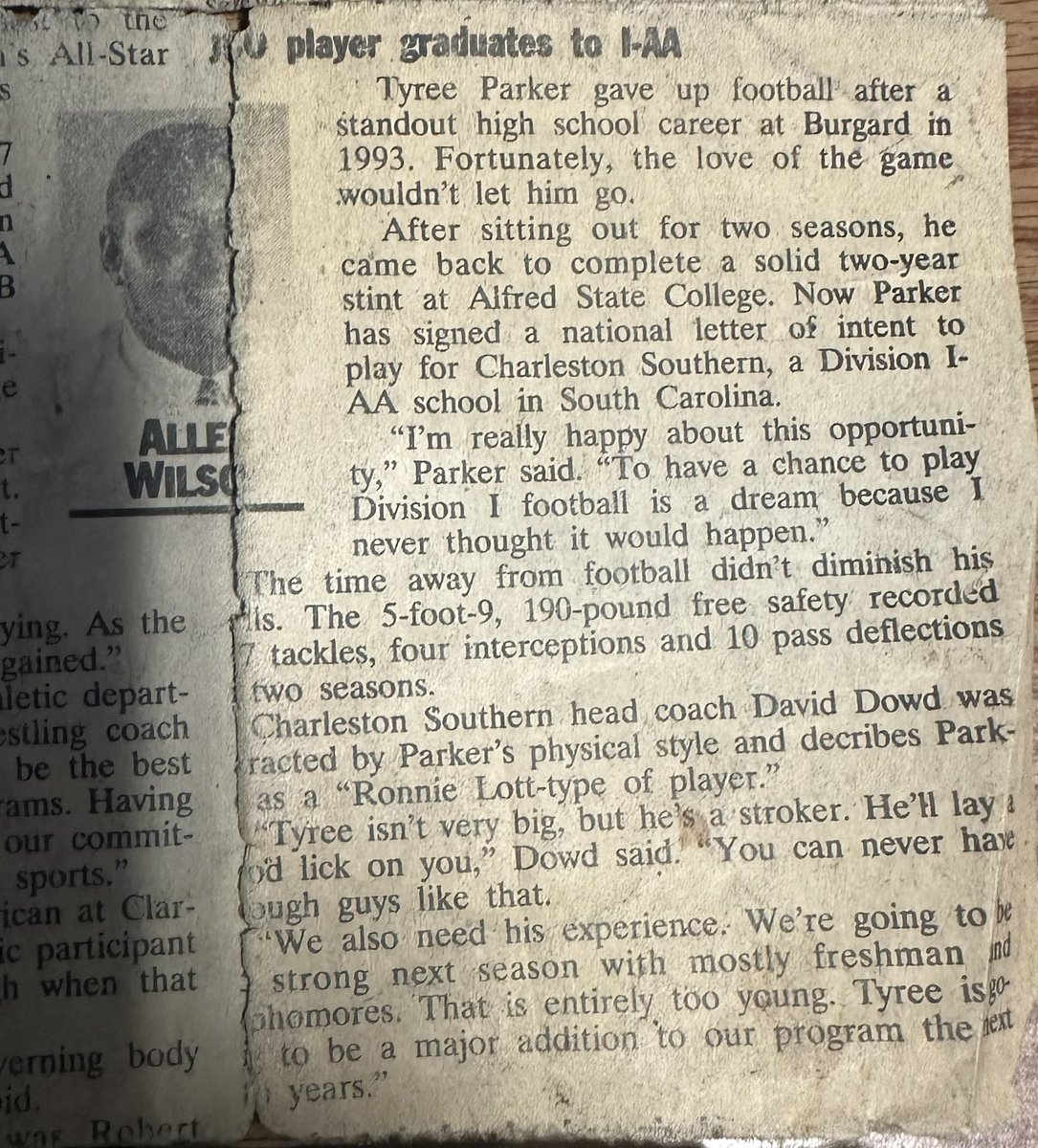 RIP to my guy Allen Wilson for putting the spot light on me back in 1998 signing a Division I Scholarship was evverything to me  I would like to thank Coach David Dowd for believing in me  and giving me a full scholarship to play football and further my education!! #TrueBlessing
