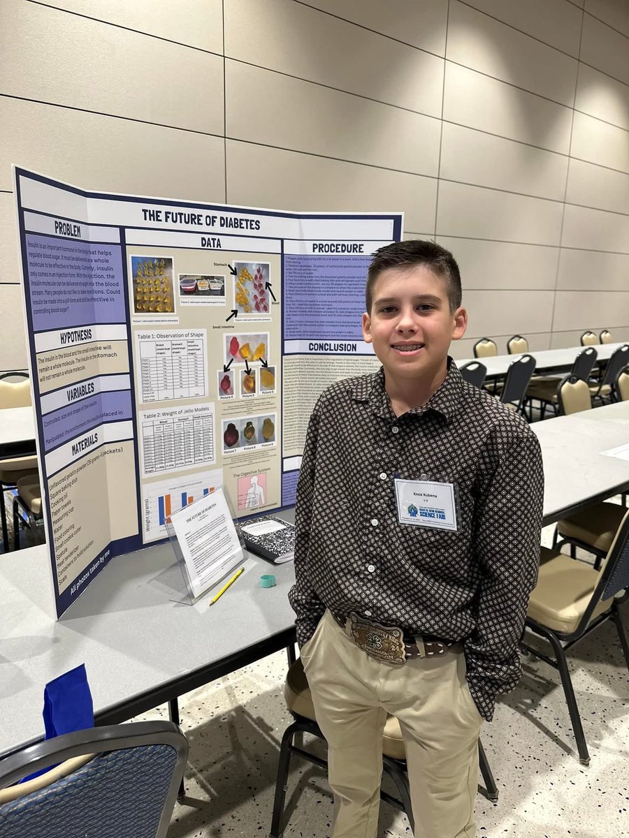 Knox Kubena is competing in the Texas Science and Engineering Fair this weekend at Texas A&amp;M University in College Station! Wishing him the best of luck! ⭐🔬🎉