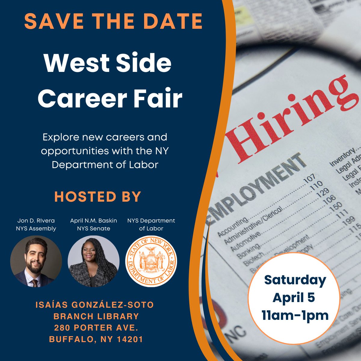 Senator April N.M. Baskin (@senatorbaskin) on Twitter photo Join <a href="/JonRivera149/">Assemblymember Jon D. Rivera</a> and me at our upcoming West Side Career Fair! Whether you're exploring new opportunities or networking for your future, this event with <a href="/NYSLabor/">NYS Department of Labor</a> is for you. Let's build your next step together! Join <a href="/JonRivera149/">Assemblymember Jon D. Rivera</a> and me at our upcoming West Side Career Fair! Whether you're exploring new opportunities or networking for your future, this event with <a href="/NYSLabor/">NYS Department of Labor</a> is for you. Let's build your next step together!