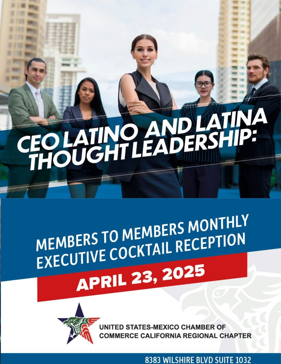 🚀 Connect with top Latino &amp; Latina executives at our CEO Executive Networking Event in Beverly Hills! 🌍

Register now: bit.ly/4iP0WDI
#USMexicoChamber #LatinoCEOs #Networking