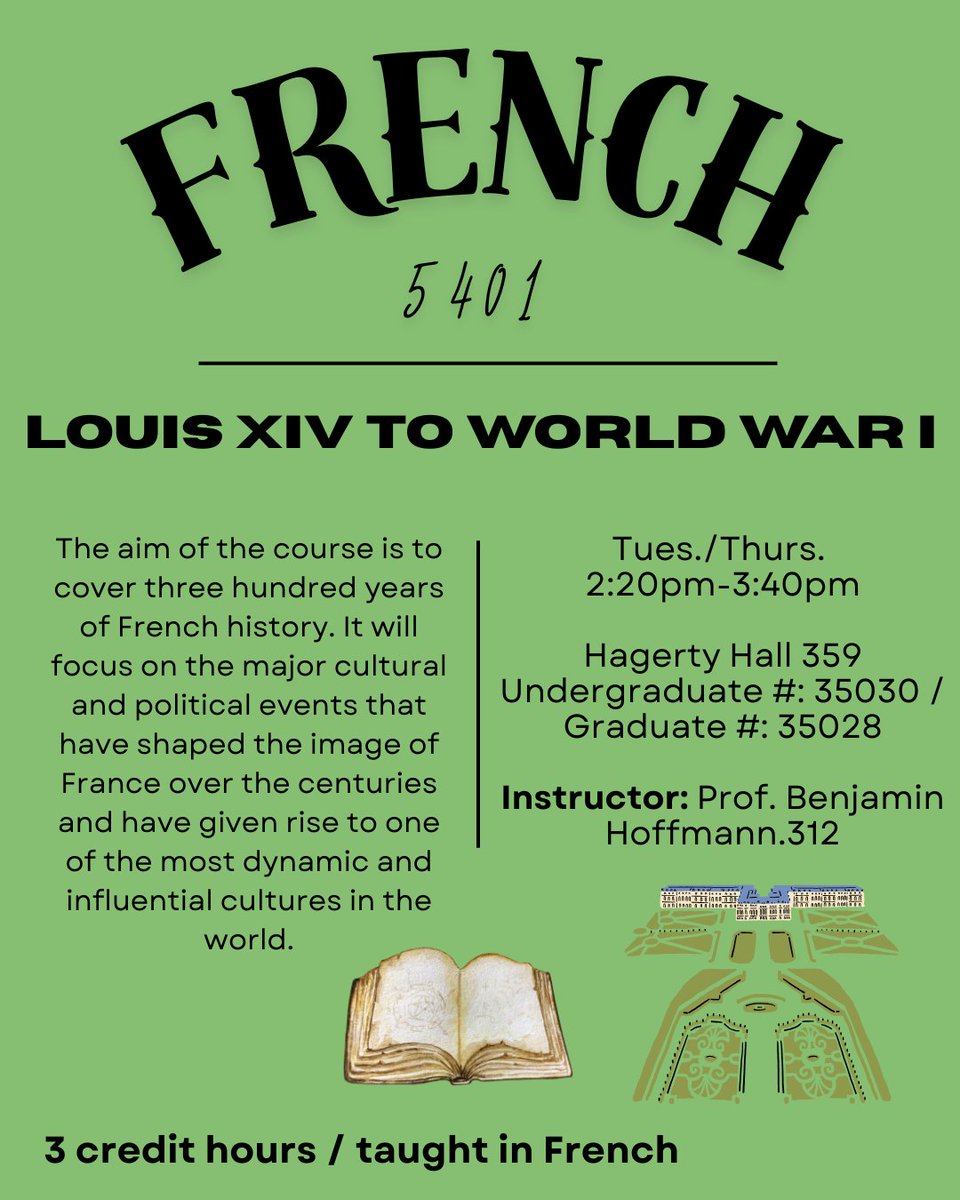 AUTUMN '25 COURSE OFFERING:
French 5401: Louis XIV to World War I

For more information, please visit the link below:
frit.osu.edu/autumn-2025-co…