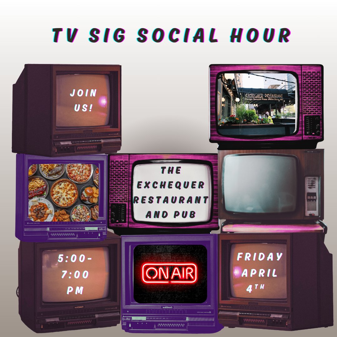 scms_tv's tweet image. The TV SIG is excited to invite you to attend our social hour at @SCMStudies annual conference in Chicago! Join us at The Exchequer on Friday April 4th from 5:00-7:00pm. Look for the &quot;On Air&quot; sign to find us! #scms #scms25 #scms2025 #scmstv #tvstudies