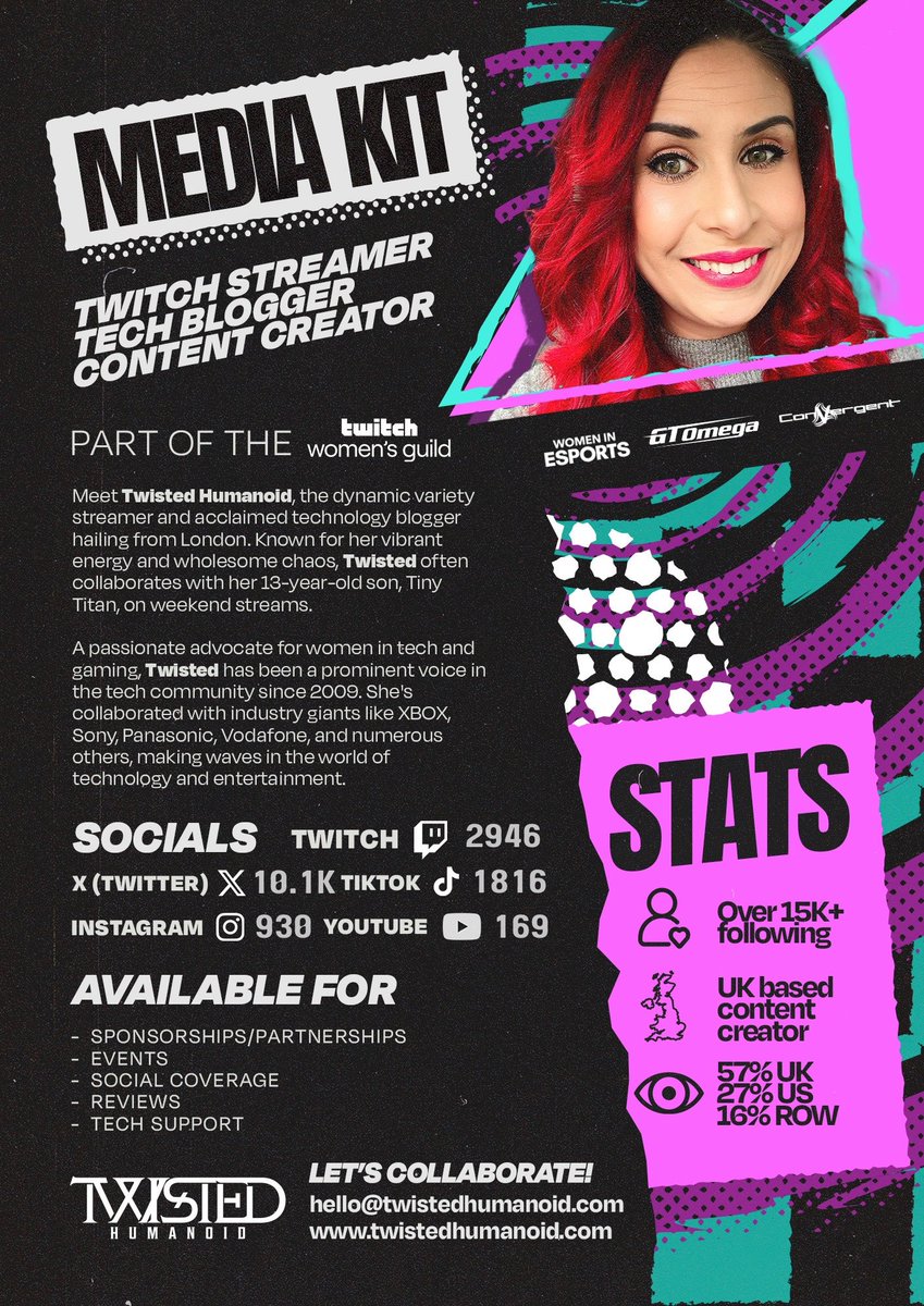 twistedhumanoid's tweet image. Updated Media One Pager - Award Winning Tech Bloger, Streamer, Content Creator and advocate for women in tech/ gaming and raising awareness of ADHD. ❤️