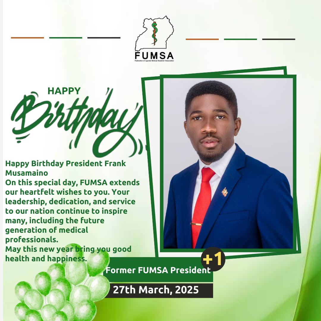 #BIRTHDAYGreetings
Hey Doctor Frank! We thank God for you not only as AMSKIU but FUMSA. We thank you for the roles you took to enhance the welfare of Medical Students nation wide. 
Enjoy your New age, Happiest of all birthdays sir. 
#PlannedMSA #AMSKIU #FUMSA24thGA #VisitIshaka