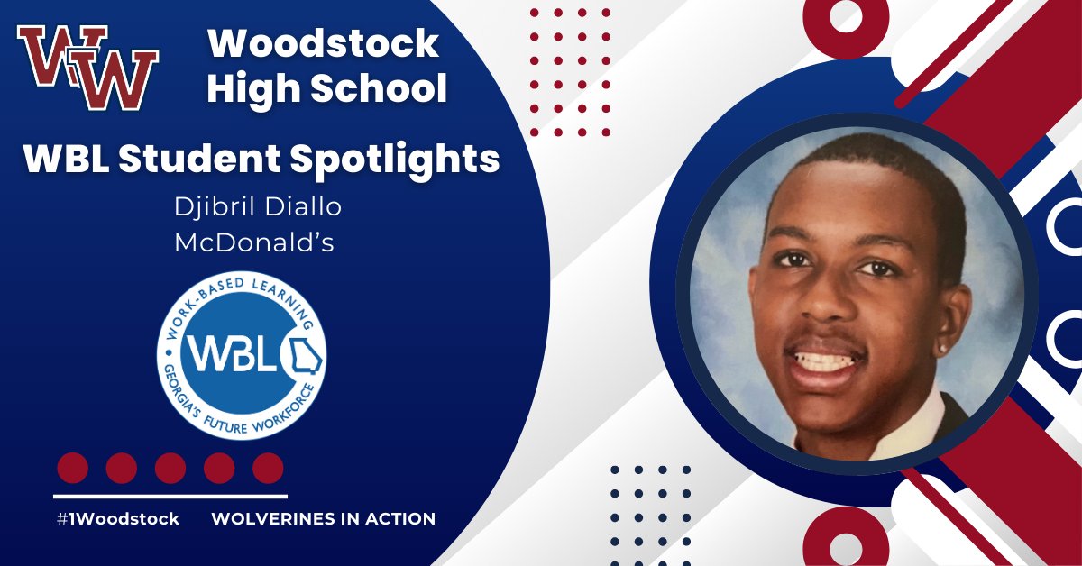This week's WBL Student Spotlight is Djibril Diallo! Djibril works in customer service at McDonald's where his managers describe him as an asset to their team! Congratulations Djibrilon an OUTSTANDING JOB! #WHSWBL #1Woodstock #Wolverinesatwork