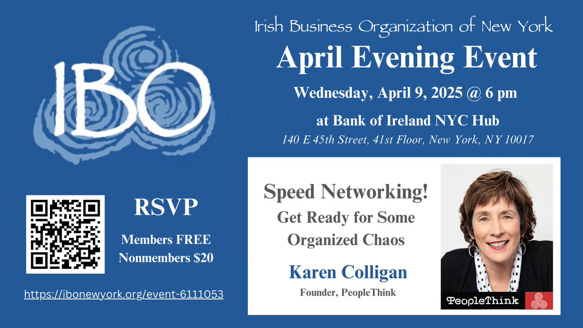 Want to grow your IBO network fast? ⚡ Join us for high-energy speed networking led by Karen Colligan, IBO First VP &amp; founder of PeopleThink! Expect fast-paced, fun, and meaningful connections. Don’t miss it! RSVP now: ibonewyork.org/event-6111053.