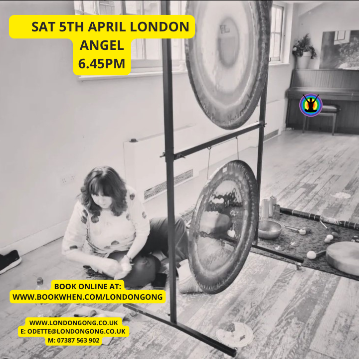 Gong and sound bath in London Angel #Islington Sat 5th April blissful relaxation and deep meditation.  bookwhen.com/londongong #gongbath #soundbath #soundhealing #meditation #LondonGong #Odettegong #stressrelease #stressrelief #feelgood #relaxation #insomnia #adhd #anxiety