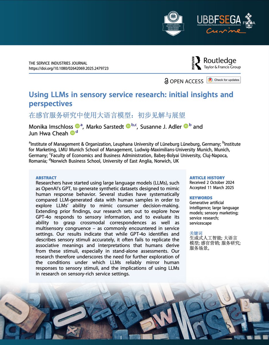 Can Large Language Models (LLMs) really understand human sensory responses?💡
What happens when AI identifies sensory stimuli accurately but struggles to capture the meaning humans attach to them?  
Check out the latest study @ #UBBFSEGA #Research  
🔗doi.org/10.1080/026420…