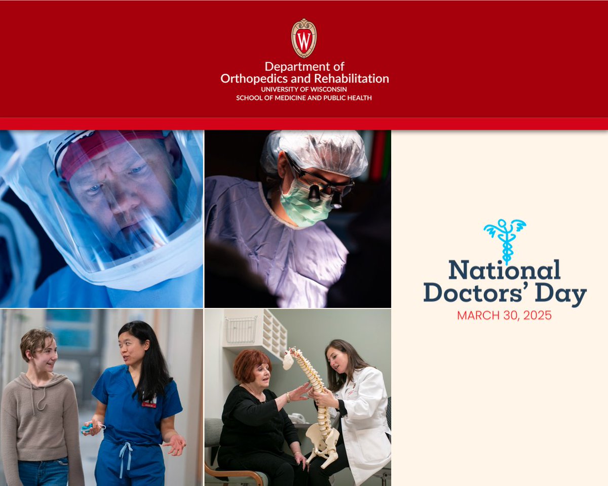 This Sunday is #NationalDoctorsDay! Thank you to all of our inspiring and dedicated #Orthopedic and #PMR faculty-physicians – we are proud and honored to work alongside you every day. 
To share a note of thanks to a member of our team, visit kudoboard.com/boards/fOLzsZpD #DoctorsDay