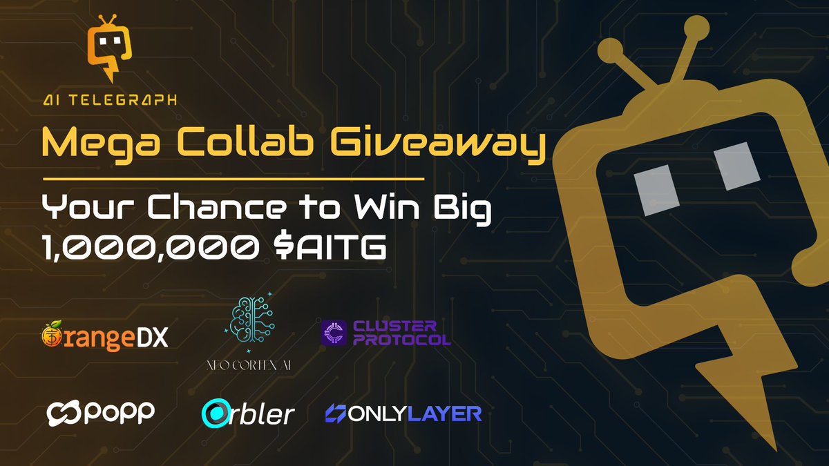 AITG_Terminal's tweet image. AI Telegraph Mega Collab Giveaway!🚨
We're teaming up with top names to bring you a major giveaway!
🎁
Grand Priizepool: 1000 USDT and 1,000,000 $AITG!
Head on to the link below and complete your entries now🎉
Participate now: gleam.io/R9k3N/ai-teleg…
@OrangDx_BRC20…