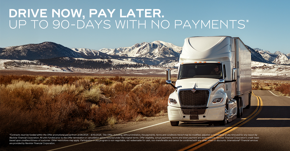 Keep your capital working for you. 90-days, no payments on new leases and loans until April 15. Learn more or apply here: bit.ly/42jZ286

Let's drive your business forward. 🚛 #FleetFinancing #TransportationManagement #InternationalFinancial