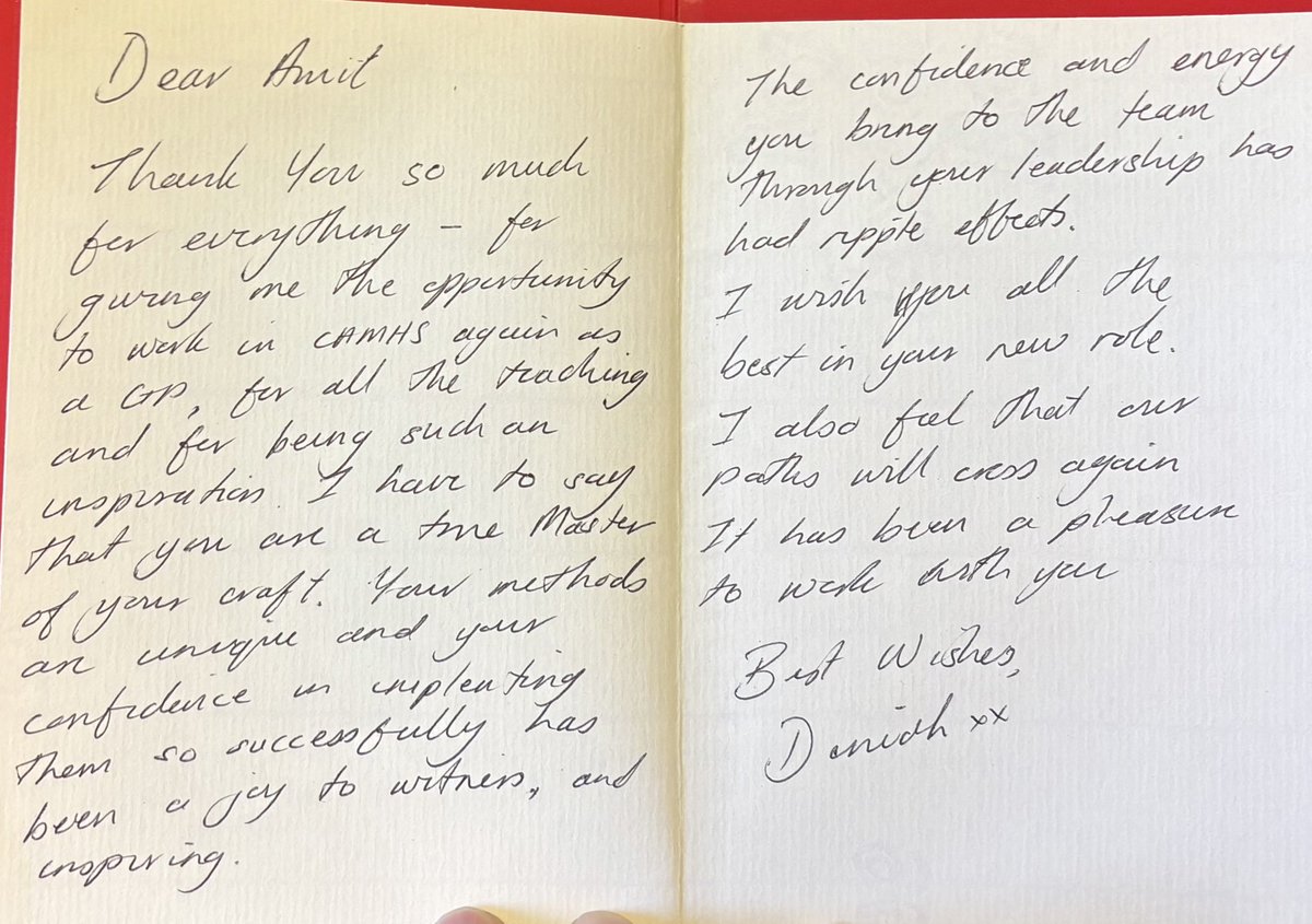 It’s always good to receive a card from a medical colleague but today I felt honoured and humbled by the words she wrote - ‘master of the craft ‘ , being an ‘inspiration’ and ‘confident energetic leadership …. a good close to the week! Thank you Deniah.