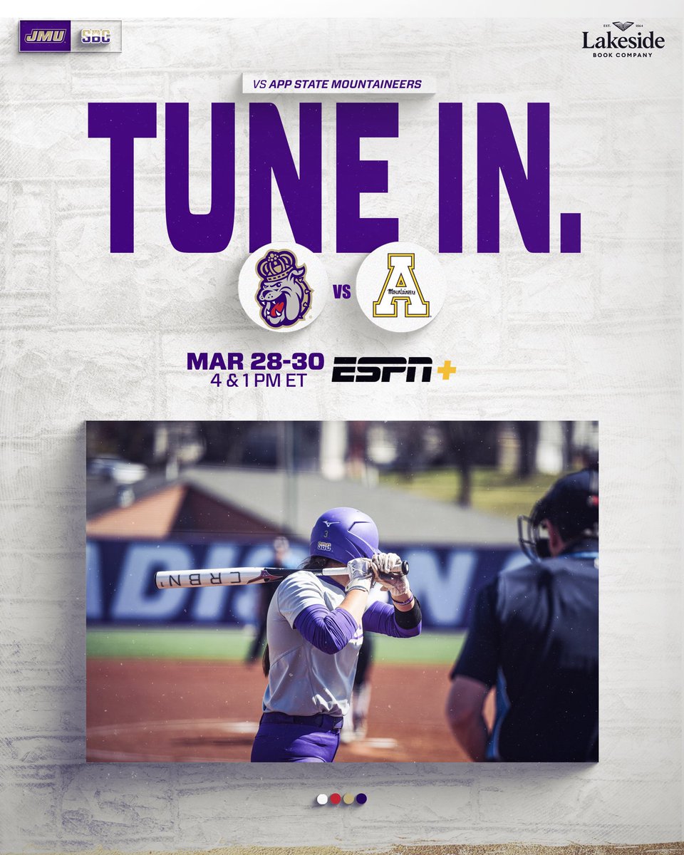 Tune in to ESPN+ this weekend for <a href="/JMUSoftball/">JMU Softball</a> games starting at 4PM today! More games at 1PM on Saturday and Sunday! 
#GoDukes #JMU