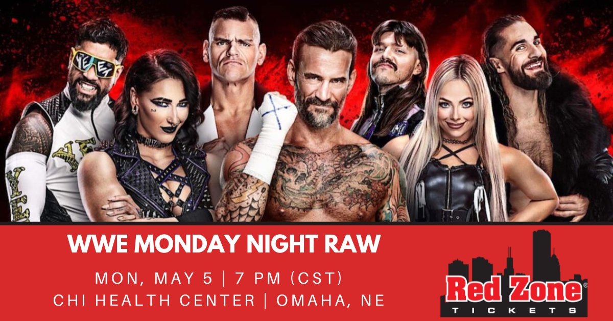 RedZoneTickets's tweet image. WWE's Monday Night Raw will be performing LIVE in Omaha on May 5th! #WWERaw 

Grab your tickets early for this one...
🎟️: redzonetickets.com/tickets/6992201