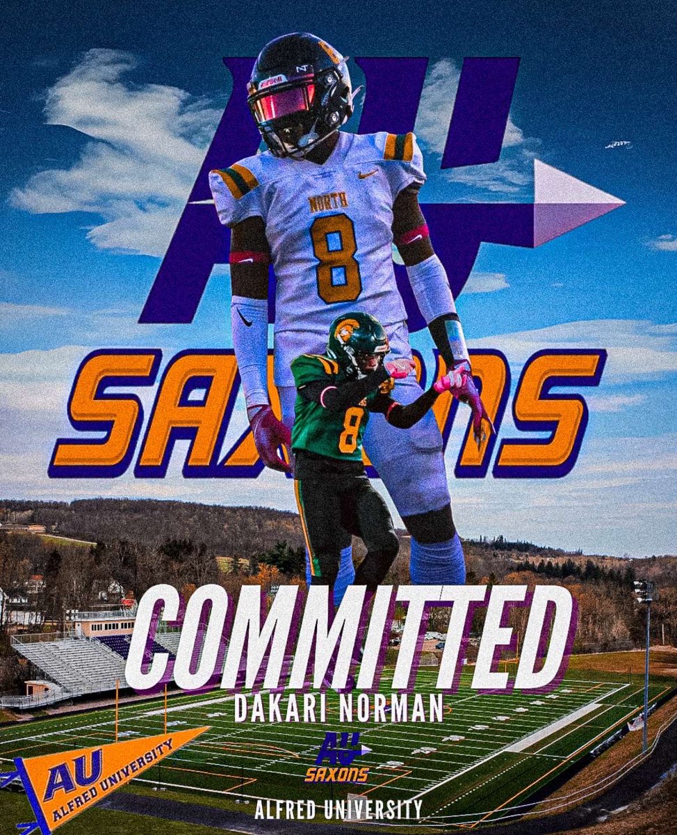 Dakari Norman (@dakarinorman) on Twitter photo Blessed to announce my official commitment to Alfred University. Can’t wait to see what my future has in store. Big thanks to <a href="/Coach_Rankl/">Bob Rankl</a> <a href="/AUSaxonFootball/">Alfred U Football</a> for this opportunity!
<a href="/yogi6161/">paul palizay</a> <a href="/WillNorthFB/">Will North Football</a> <a href="/LudersRon/">Ron Luders</a> Blessed to announce my official commitment to Alfred University. Can’t wait to see what my future has in store. Big thanks to <a href="/Coach_Rankl/">Bob Rankl</a> <a href="/AUSaxonFootball/">Alfred U Football</a> for this opportunity!
<a href="/yogi6161/">paul palizay</a> <a href="/WillNorthFB/">Will North Football</a> <a href="/LudersRon/">Ron Luders</a>