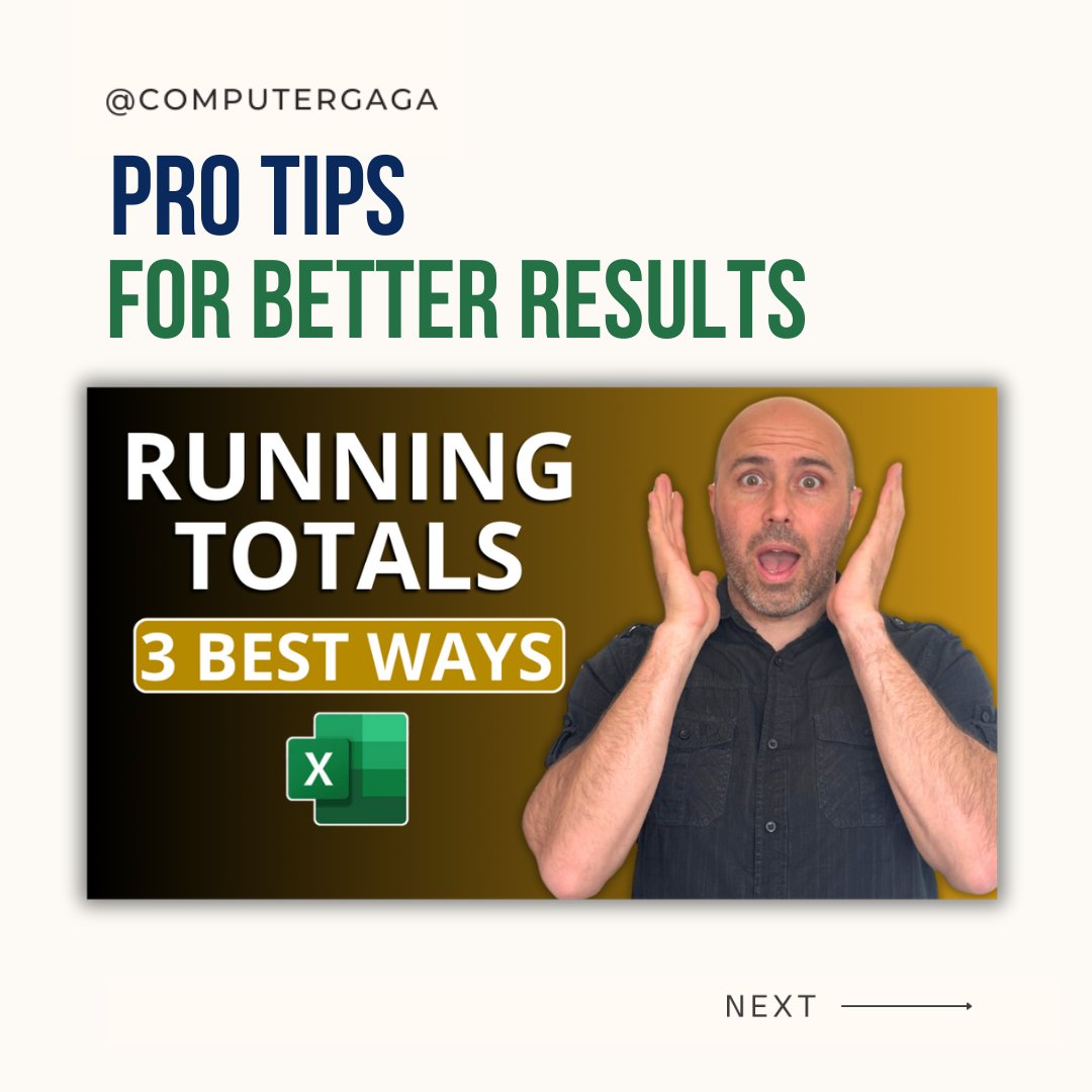 Computergaga1's tweet image. Want to know how to create running totals in Excel that are fast, dynamic and robust. This video will show you how to do it with ranges, running totals in tables, and grouped running totals in PivotTables.

Watch the video: youtu.be/kd3qdL0BxSM

#excel #exceltips #exceltricks