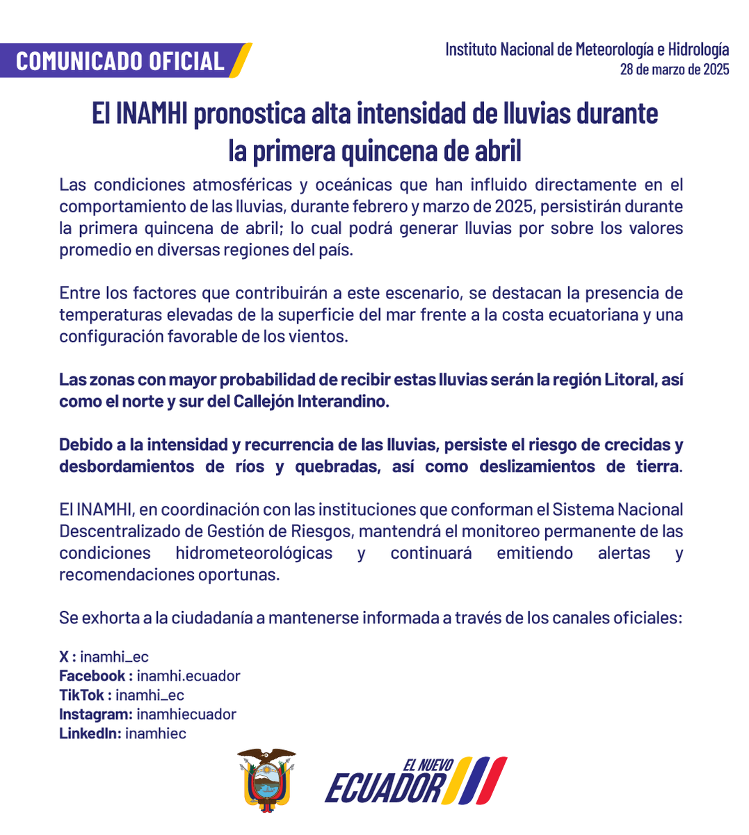 INAMHI Ecuador 🇪🇨 tweet media