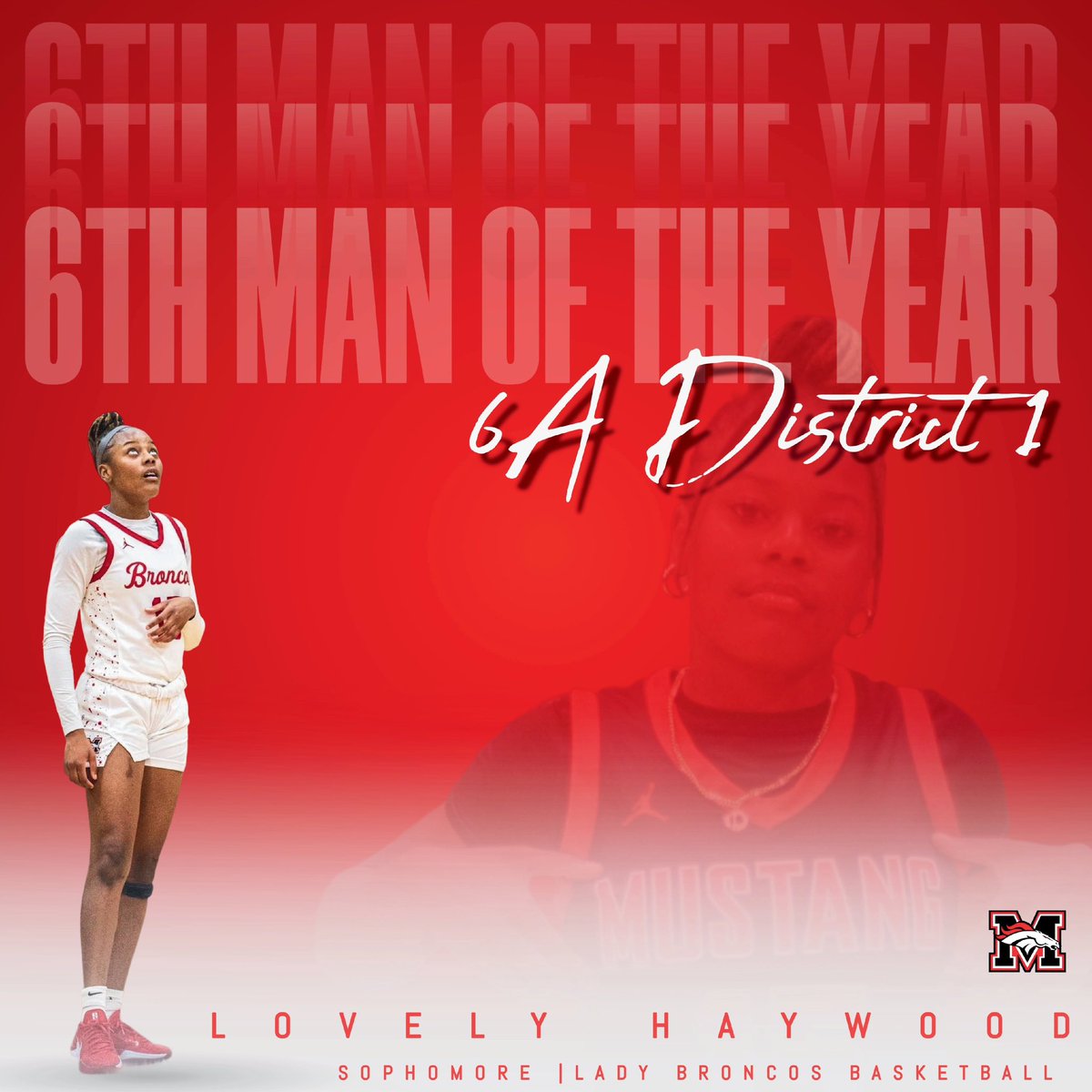 Congratulations to sophomore Lovely Haywood on being named 6A District 1 6th Man of the Year!! We are proud of you for your accomplishments this year and can’t wait to see what’s ahead! #GID #BDM @Unique_Haywood4 

<a href="/MHSBroncoSports/">MHS Bronco Sports</a> <a href="/MHSBroncosVoice/">MHSBroncosVoice</a>