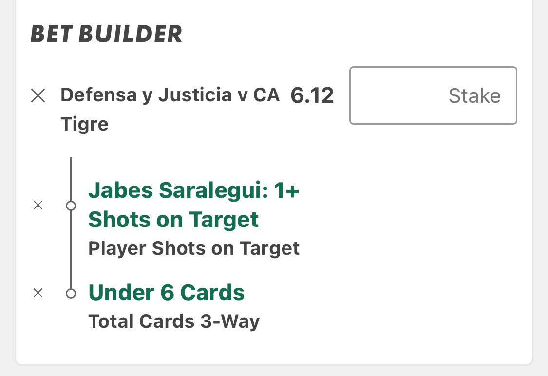 🇦🇷 Defensa y Justicia vs CA Tigre

Jabes Saralegui Over 0.5 Shots
Under 8 Cards

Stake 1.25u @ 1.87

Jabes Saralegui Over 0.5 Shots on Target
Under 6 Cards

Stake 0.25u @ 6.12

Saralegui Shots -
3,1,0,1,1,2