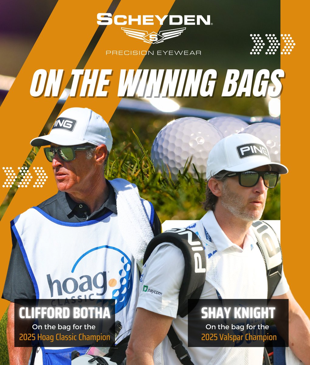 Scheyden's tweet photo. CONGRATULATIONS TO OUR WINNING CADDIES! Clifford Botha and Shay Knight! ๐๐ผโณ๏ธ๐๐#TeamScheyden
Miguel Angel Jimenez caddie CLIFFORD BOTHA & Viktor Hovlandโs Caddie SHAY KNIGHT ๐๐๐ผ๐ฏ
Both Rocking the SCHEYDEN LOOPER!
https://t.co/6bzUAgz1OD
#scheyden #scheydeneyewear #golf https://t.co/Ln4R9Gn9fw