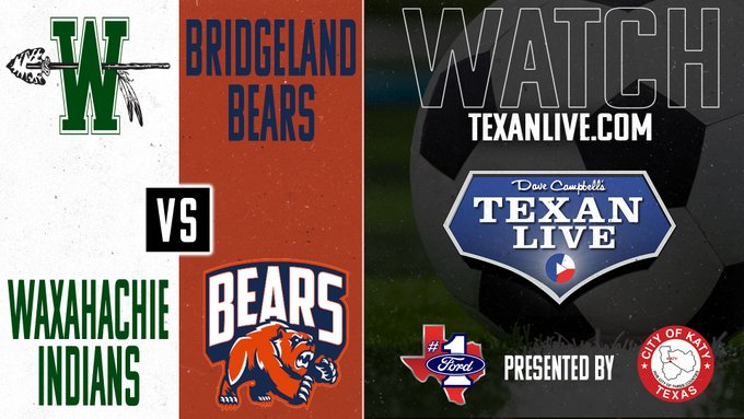 Dave Campbell’s Texan Live--Texanlive.com (@texan_live_org) on Twitter photo Regional Semifinal Playoff
🏟️ Georgetown Athletic Center
⚽️ Waxahachie vs Bridgeland (Boys)
📅 Friday, March 28th
⏰ 7PM Start
📺 bit.ly/4iOujGe
<a href="/WaxahachieHS/">Waxahachie HS</a> <a href="/WaxahachieISD/">Waxahachie ISD</a> <a href="/HachieSportsMed/">Waxahachie Sports Medicine</a> <a href="/Bridgeland_FC/">BRIDGELAND FC</a> <a href="/bhabc_bears/">Bridgeland High Athletic Booster Club</a> <a href="/BridgelandCFISD/">Bridgeland HS</a> <a href="/CyFairISD/">Cypress-Fairbanks ISD</a> <a href="/BridgelandFB/">The Bridgeland Way</a> Regional Semifinal Playoff
🏟️ Georgetown Athletic Center
⚽️ Waxahachie vs Bridgeland (Boys)
📅 Friday, March 28th
⏰ 7PM Start
📺 bit.ly/4iOujGe
<a href="/WaxahachieHS/">Waxahachie HS</a> <a href="/WaxahachieISD/">Waxahachie ISD</a> <a href="/HachieSportsMed/">Waxahachie Sports Medicine</a> <a href="/Bridgeland_FC/">BRIDGELAND FC</a> <a href="/bhabc_bears/">Bridgeland High Athletic Booster Club</a> <a href="/BridgelandCFISD/">Bridgeland HS</a> <a href="/CyFairISD/">Cypress-Fairbanks ISD</a> <a href="/BridgelandFB/">The Bridgeland Way</a>