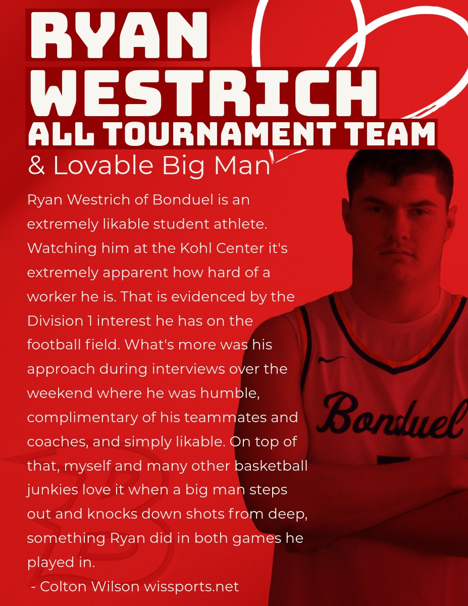 BonduelBears's tweet photo. CONGRATULATIONS to #BonduelBears Ryan Westrich for making the https://t.co/vrbQhF5vSU ALL TOURNAMENT TEAM &amp; 'Lovable Big Man'. #BearsCan be FIERCE but still LOVABLE. We know Ryan is the PERFECT example of this. See article here: https://t.co/dD0mZZXaiD https://t.co/KfIartFzde