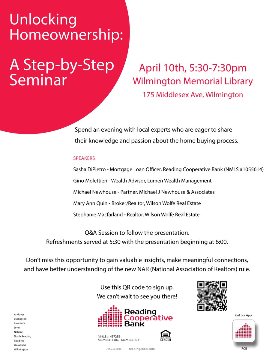 📅 Please join us for a step-by-step seminar on homeownership coming up on April 10, 5:30-7:30 PM, at Wilmington Memorial Library and hear from local experts on the homebuying process with a Q&amp;A session to follow. 🏡

🖇 Reserve your spot here: wilmlibrary.libnet.info/event/13217296