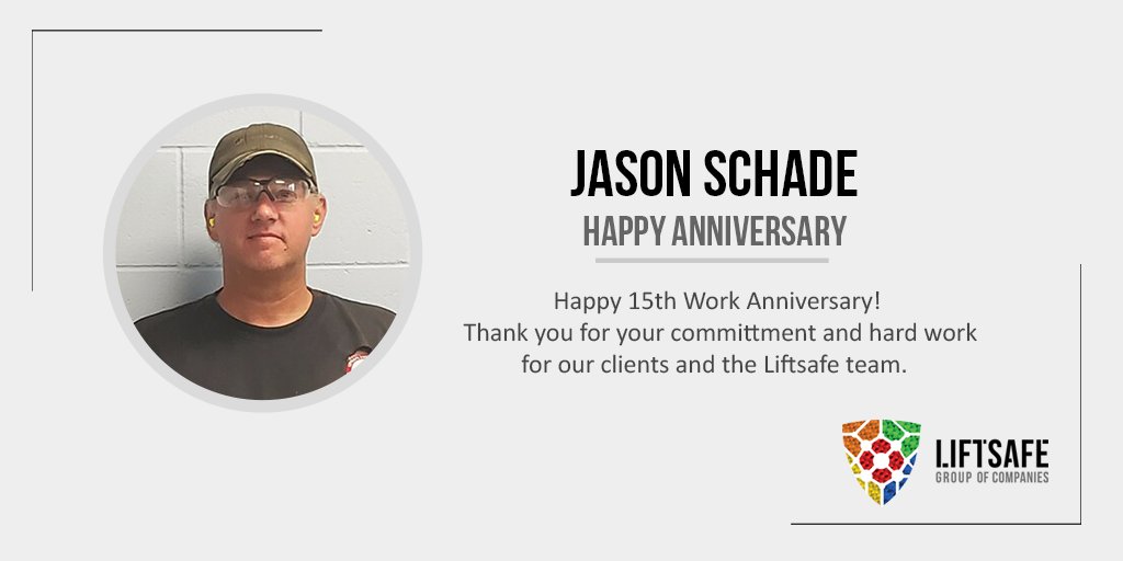 LiftsafeGroup's tweet photo. Big shoutout to Jason Schade for hitting an incredible 15-year milestone with the Liftsafe Group! ✨ Your hard work, expertise, and dedication have been a huge part of our journey. Thanks for being an awesome teammate and for all you do to keep us moving forward. 👏 https://t.co/p75vcoh7R3
