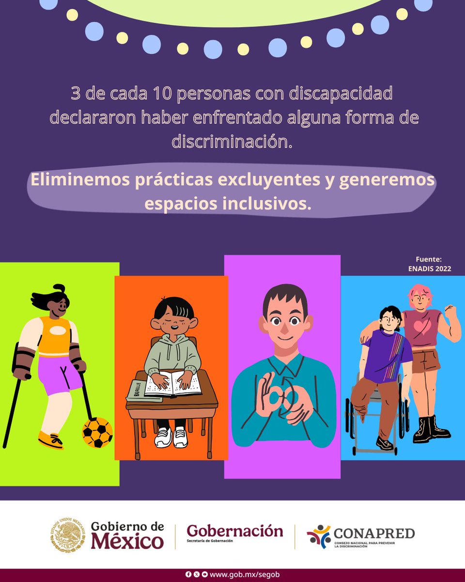 CONAPRED's tweet photo. Las personas con discapacidad deben ser incluidas, sin exclusión, en todos los ámbitos.
#MéxicoEsInclusión https://t.co/iy0LrOQC1b
